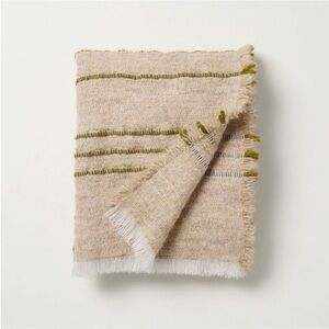 Hearth & Hand w/Magnolia Cozy Stripe Throw Blanket Green/Tan, 60”x50”